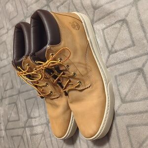 pair of Timberland Maple Grove Leather Chukka boots in wheat nubuck